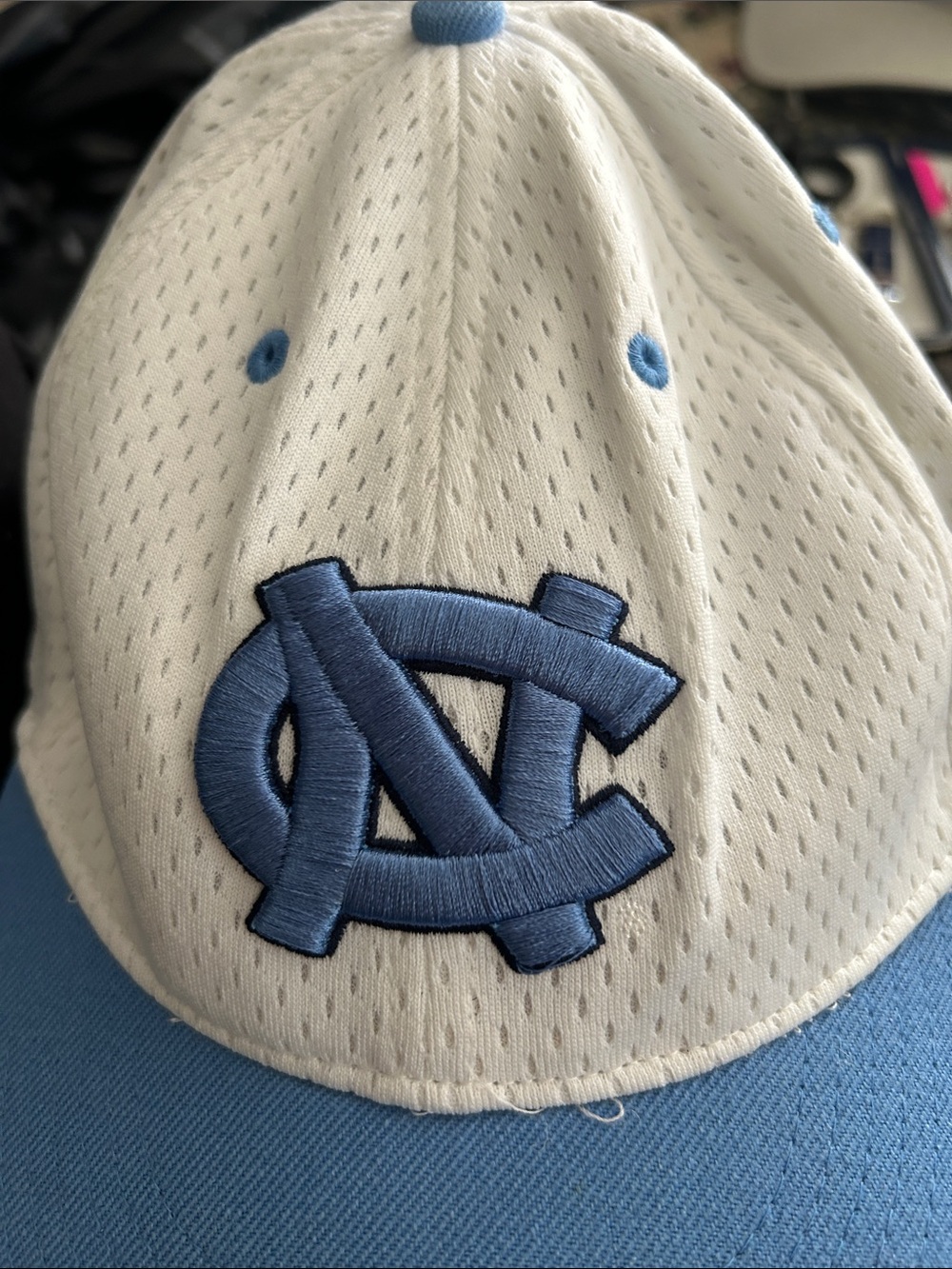 University Logo White and Carolina Blue Baseball Cap